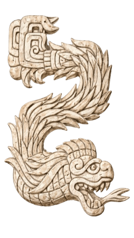 Serpiente maya tallada en piedra caliza | Arte maya en Cancún